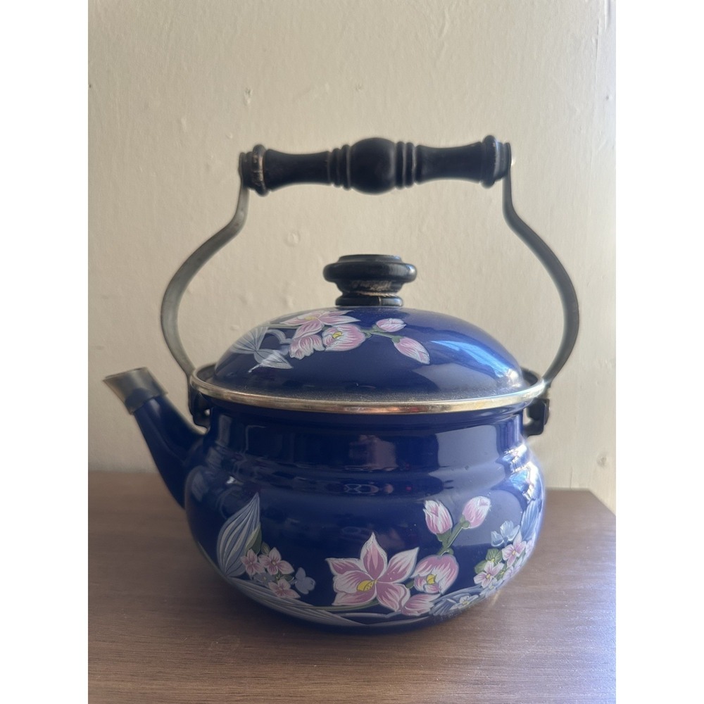 GAILSTYN-SUTTON Porcelain Enameled Tea Kettle Jardine Collection 1981 Japan VTG